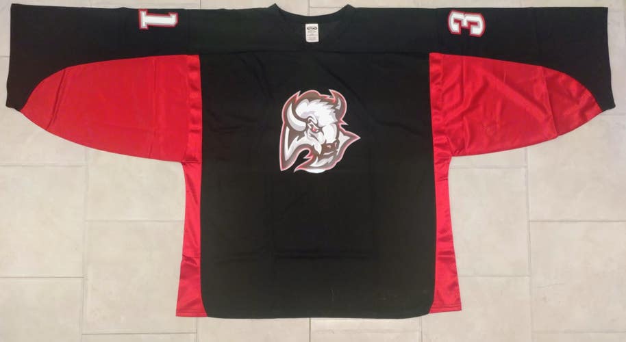 H7100G Buffalo Style Hockey Goalie Jersey - 4XL -Black/Red - New