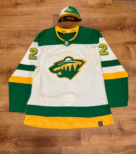 Adidas Kevin Fiala Minnesota Wild Reverse Retro 1.0 Jersey + Snapback Hat (54)