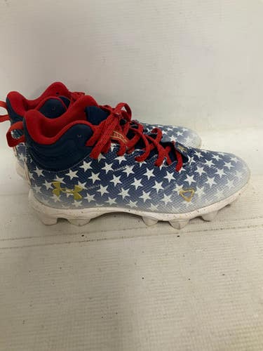 Used Under Armour LOCKED DOWN Adult FB Cleats White/Red/Navy Senior 5.5 11823-S000037558