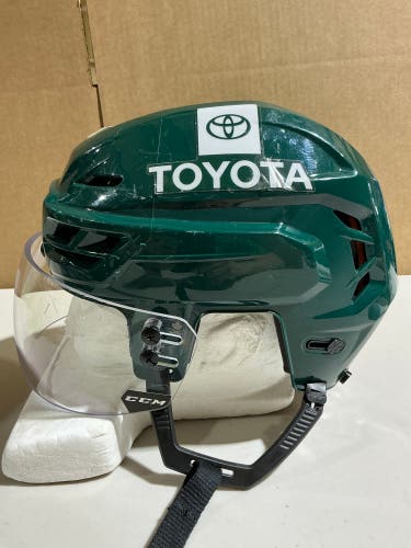 CCM Tacks 710 Pro Stock Hockey Helmet Visor Combo Medium Forest Green WILD (Used) 85287