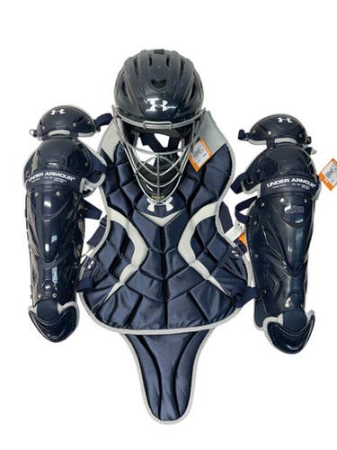 Used Under Armour VICTORY Catchers Helmet w/Mask Navy Blue LG 11835-S000206194