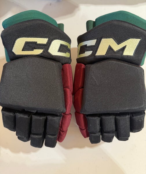 CCM HGTK Tacks Pro Stock Hockey Gloves 14” Black COYOTES 5386