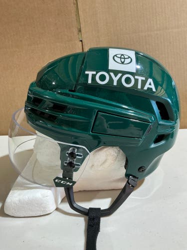 CCM Super Tacks X Pro Stock Hockey Helmet Visor Combo Medium Forest Green WILD (Used) 63691