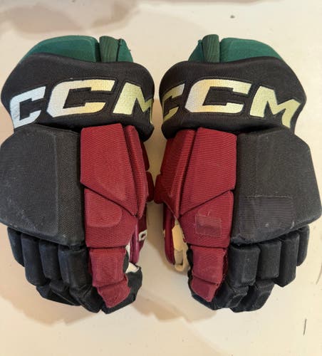 CCM HGTK Tacks Pro Stock Hockey Gloves 14” Black COYOTES 5320