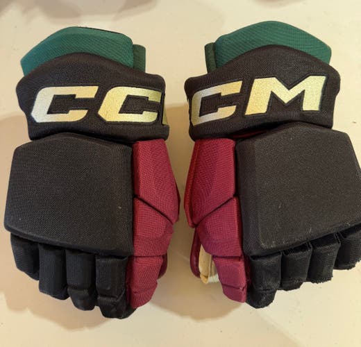 CCM HGTK Tacks Pro Stock Hockey Gloves 14” Black COYOTES 5342