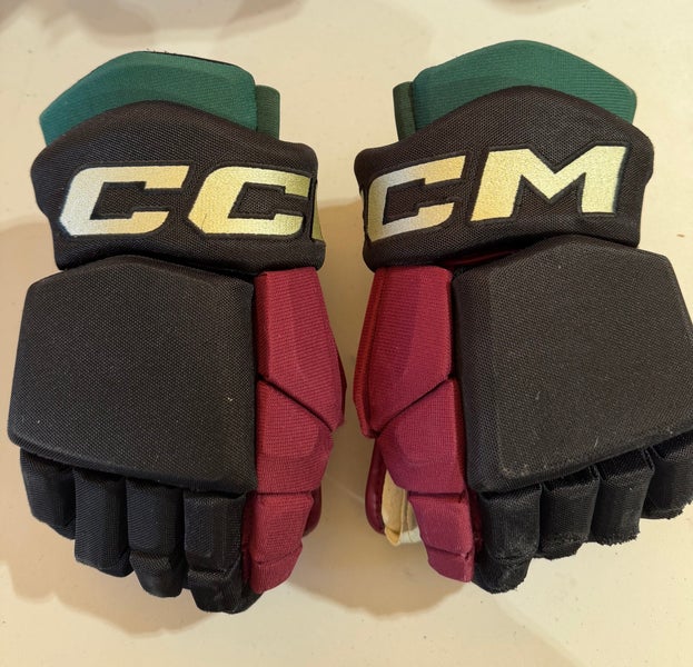 CCM HGTK Tacks Pro Stock Hockey Gloves 14” Black COYOTES 5342