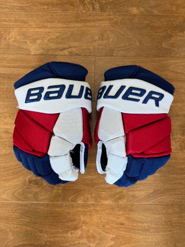 NHL Pro Stock Bauer Vapor 2X Pro Custom Short Cuff Hockey Gloves 14" - NY Rangers