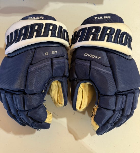 Warrior Covert QRE Pro Stock 14” Hockey Gloves Blue OILERS 5415