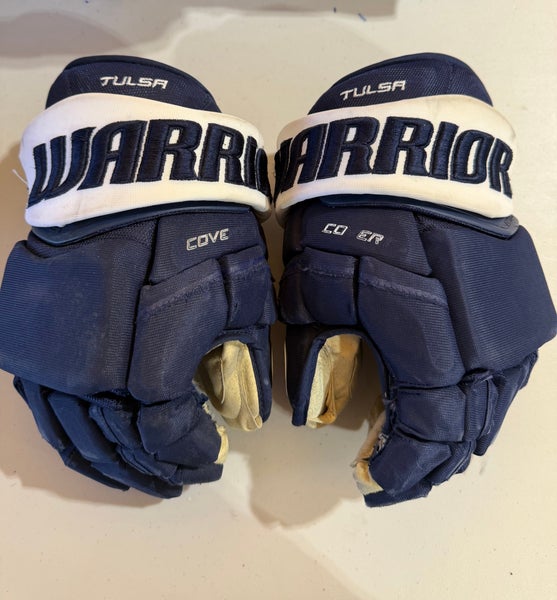 Warrior Covert QRE Pro Stock 14” Hockey Gloves Blue OILERS 5426
