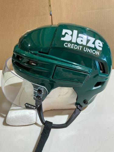 CCM Tacks 910 Pro Stock Hockey Helmet Visor Combo Medium Forest Green WILD (Used) 28361