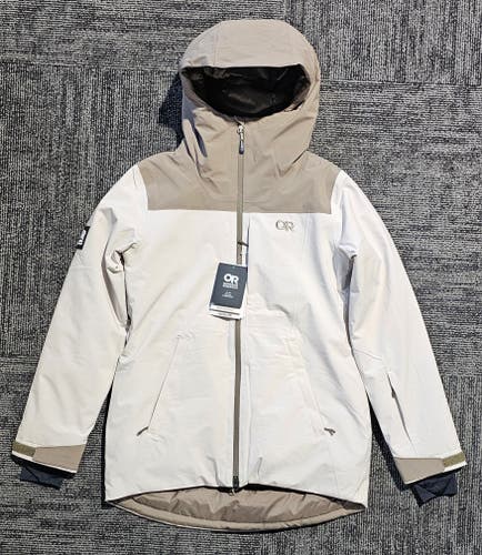 New Outdoor Research Snowcrew Jacket Women’s Small White/Tan Waterproof Insulated