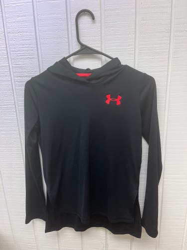 Under Armour HEATGEAR Youth Medium Lightweight Hoodie Gray/Neon Pink Activewear
