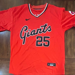 Barry Bonds #25 San Fransisco Giants Orange Throwback Jersey Adult Large NWT