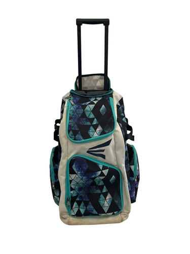Used Easton TRAVELER STAND UP BB/SB Player Wheeled Bag White And Royal Blue 11692-S000147434