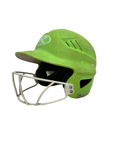 Used Rawlings RCFH Batting Helmet w/Mask Green One Size 11692-S000147557