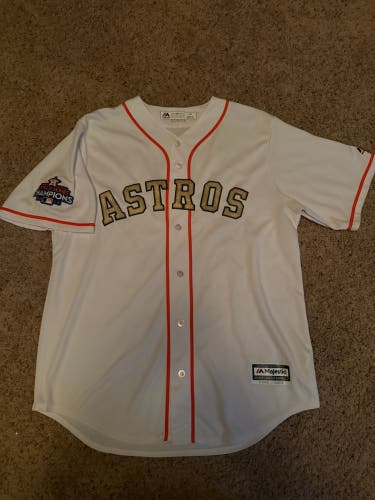 Houston Astros Justin Verlander World Series Champions Gold Rush Jersey