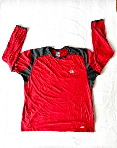 The North Face red and black athletic training t-shirt long-sleeve men's L