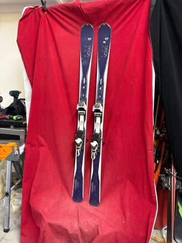 Skis: Völkl Chiara women's all-mountain skis, 155cm. Binding: Marker, Binding Range: 290-305mm