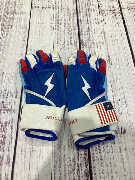 Blue Medium Bruce Bolt Batting Gloves (Used)
