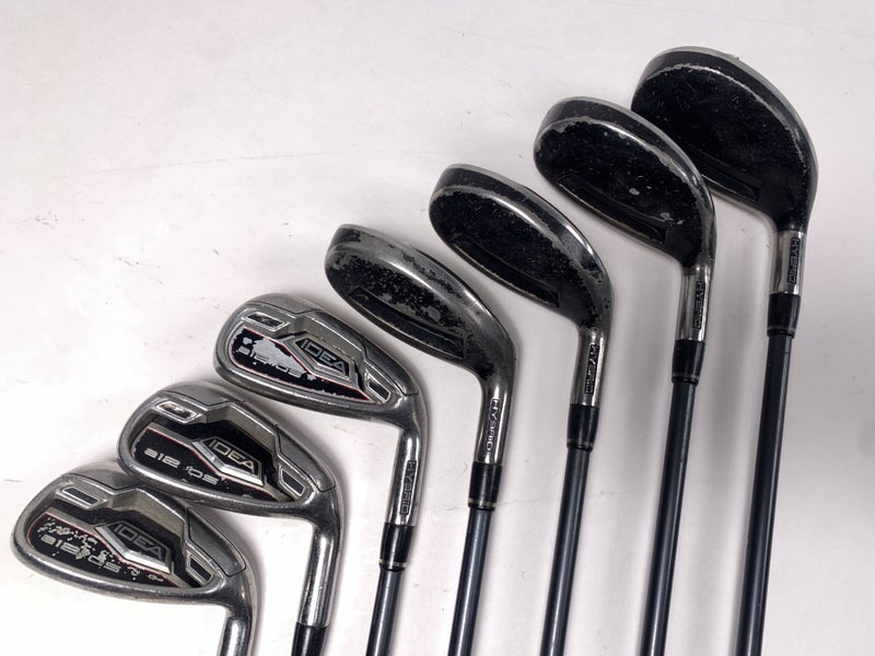 Adams Idea A12 OS Hybrid Iron Set 4H-7H 8-9+GW Pro Launch Blue 55g Senior RH