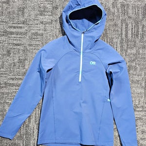 New Outdoor Research Freewheel MTB Half Zip Hoodie Women’s Large Cenote Blue