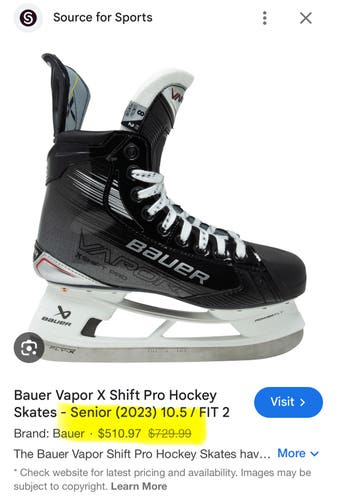 Bauer Vapor X Shift Pro Hockey Skates 7.5 (Used)