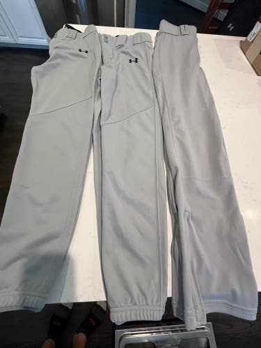 Gray Men's Large Youth Under Armour Game Pants (New)