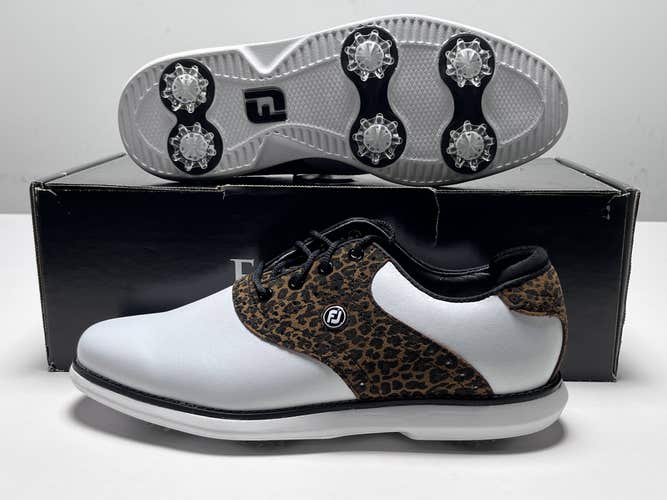 FootJoy FJ Traditions Saddle Golf Shoes White Leopard Women's SZ 7.5 (97923)
