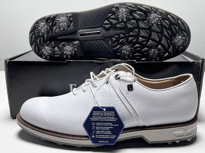 FootJoy DryJoys Premiere Series Packard Golf Shoes White Men's SZ 9.5 (53908)