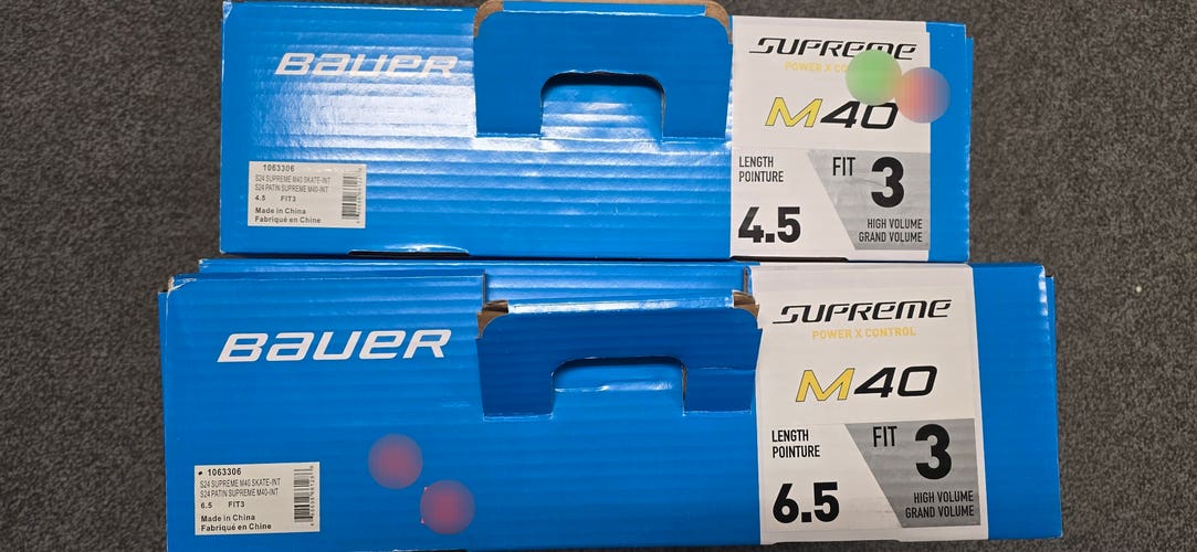 Bauer Supreme M40 Hockey Skates Intermediate Wide Fit 3 Width (New)