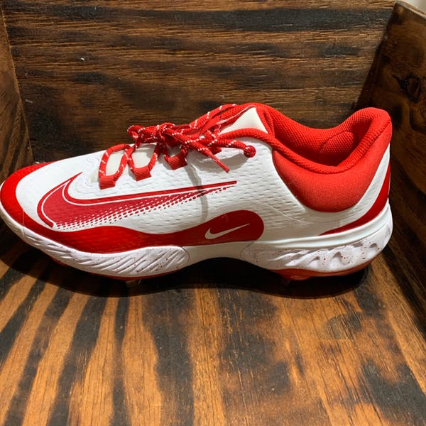 Nike Alpha Huarache Elite 4 Low Baseball Cleats White Red  display picture 2