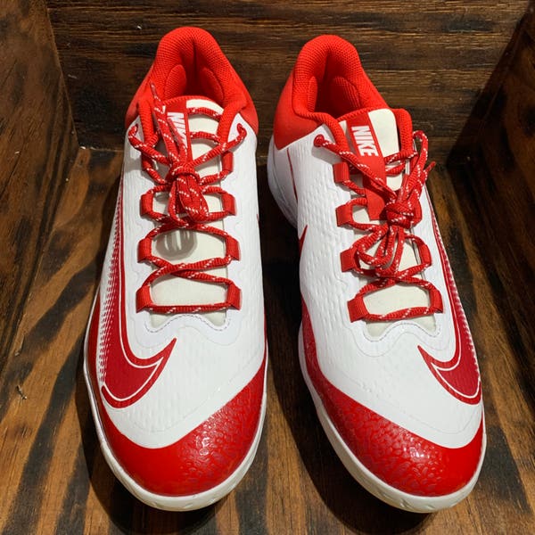 Nike Alpha Huarache Elite 4 Low Baseball Cleats White Red  display picture 1