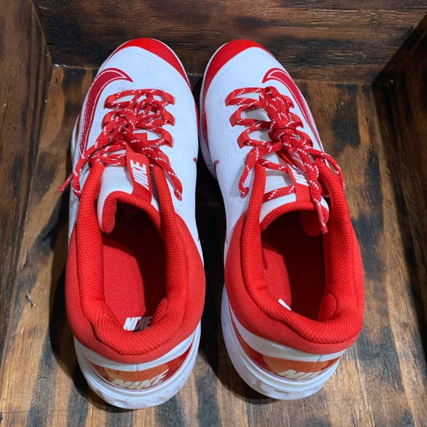 Nike Alpha Huarache Elite 4 Low Baseball Cleats White Red  display picture 1