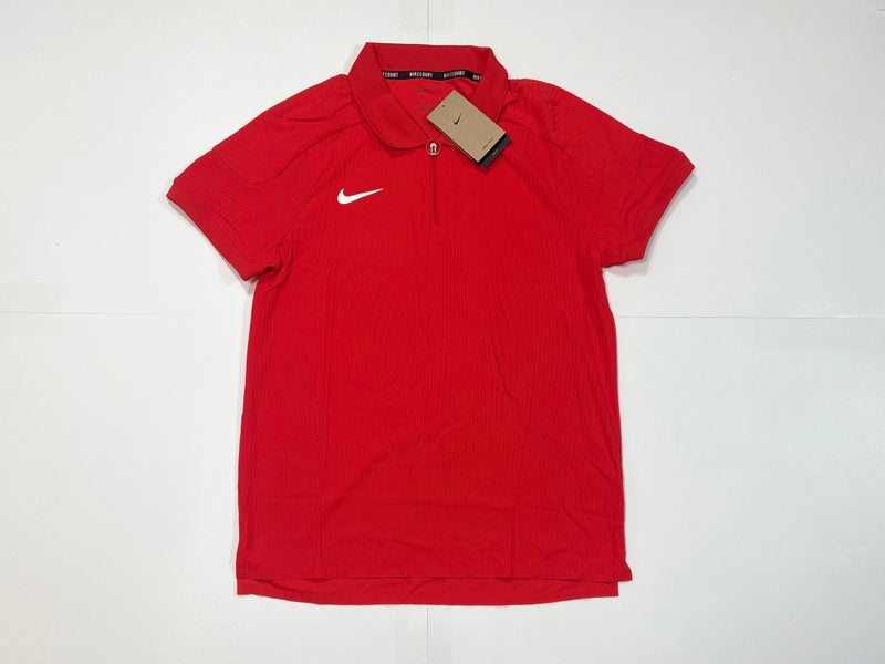 Red Medium Men's Nike Dri-Fit Shirt (New) Nike Court Dri-fit Adv Slam ½ Zip Slim-Fit Tennis Polo