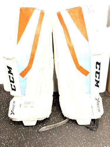 Used CCM Y T FLEX Goalie Leg Pads Youth White 24" 11860-S000305510