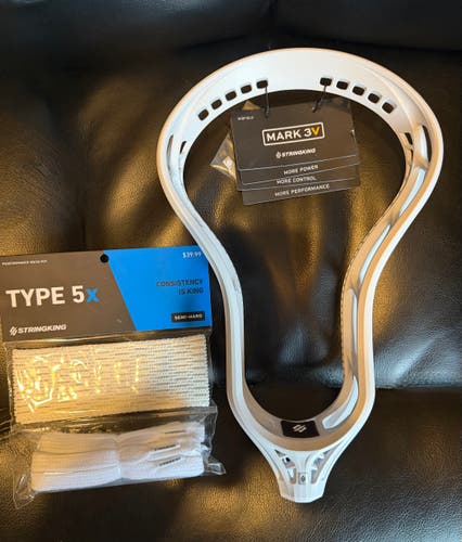 Stringking Mark 3V Lacrosse Head with Stringking 5s semi hard mesh kit valued at $39.99!!