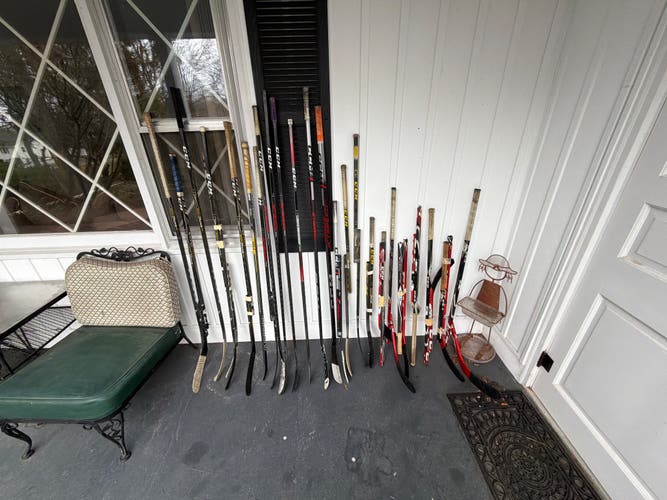 broken hockey sticks