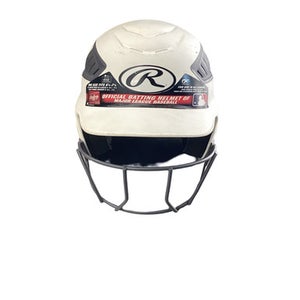 Used Rawlings 6 1/2 - 7 1/2 Batting Helmet w/Mask White MD 11760-S000089096