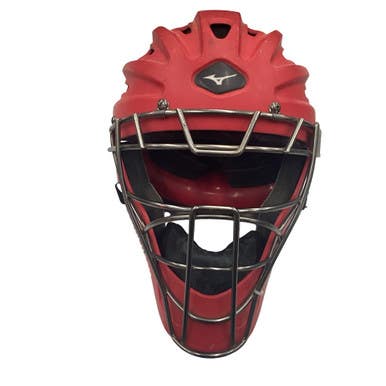 Used Mizuno SAMURAI Catchers Helmet w/Mask Red SM 11760-S000089078