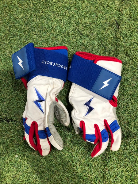 White Large Bruce Bolt Batting Gloves (Used)