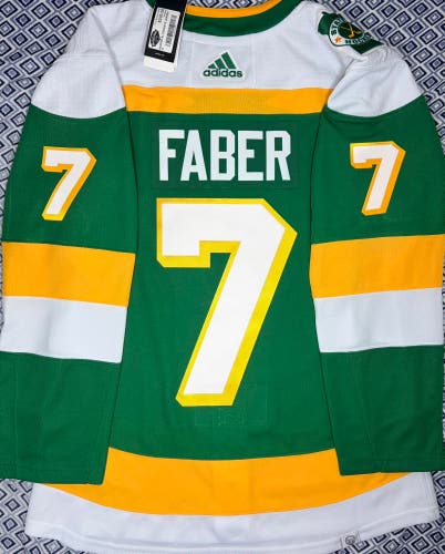Brock Faber Minnesota Wild Adidas Prime Green 3rd Jersey Size: 44 + Tria