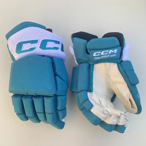 13" Teal San Jose Sharks Barracuda CCM HGTKPP Tacks Used with New Palms *Read Full Description*