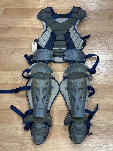 Used Senior Mizuno Samurai Softball Catcher's Chest Protector & Shin Pads Combo