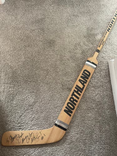 Old stock Northland Mike Liut autographed goalie stick.