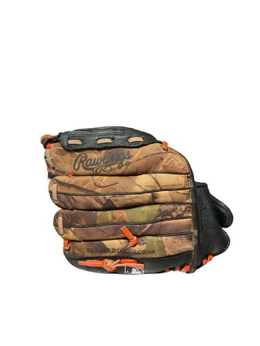 Used Rawlings CAMO/ORANGE BB/SB Glove RH Throw Brown 11" 11834-S000047951