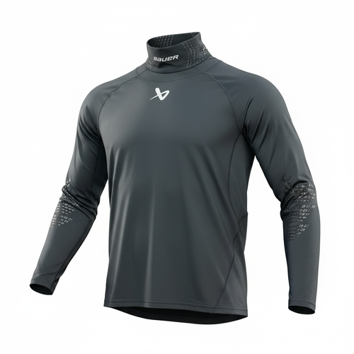 BAUER NECKPROTECT LONG SLEEVE BASELAYER TOP - ADULT LARGE