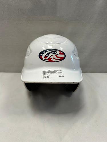 Used Rawlings 6 1/4 - 6 7/8 Batting Helmet No Mask White One Size 11490-S000270058