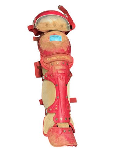 Used Rawlings SHIN GUARD Catchers Leg Guards Red Junior 10743-C000480956