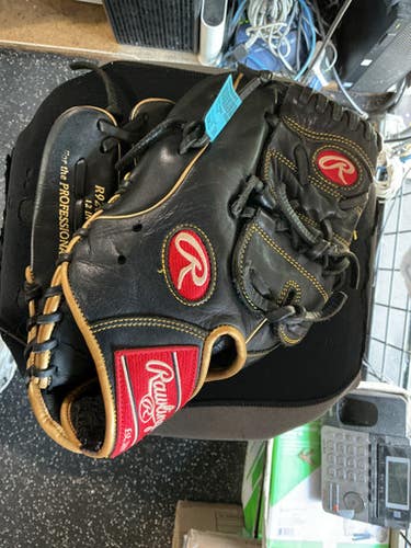 Used Rawlings R9206-9BG BB/SB Glove LH Throw Black 12" 10743-S000480885