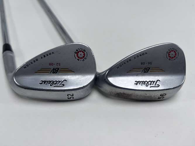Titleist Vokey Spin Milled Chrome 2009 Wedge Set 52* 8 56* 8 Wedge Steel Mens RH